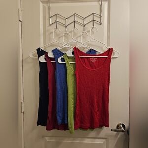 Bundle of (5) - Faded Glory Solid-Color Tank Tops